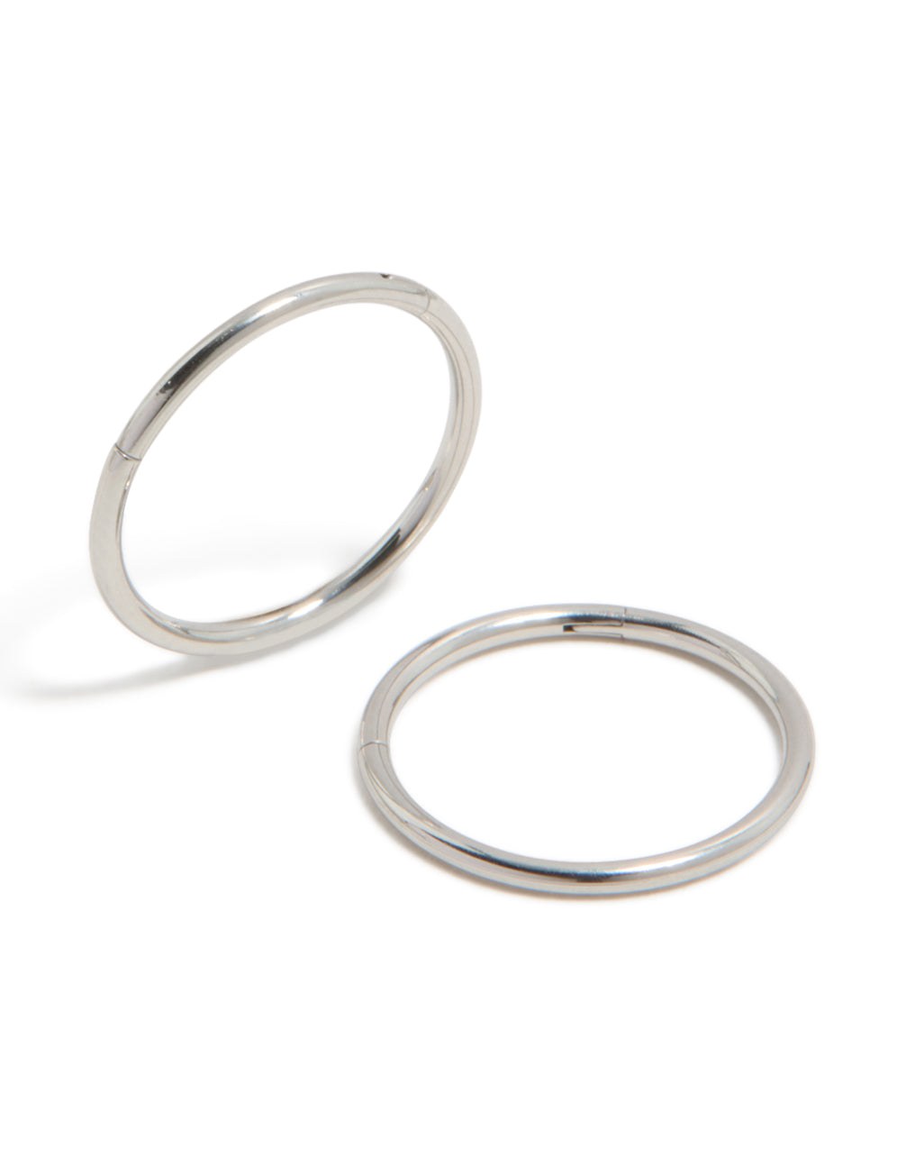 Crafted from surgical steel thick sleeper hoop earrings with chunky style in silver and 12 MM size front view