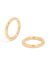 Gold plated surgical steel 6mm thick sleeper earrings with chunky dainty hoop closure front view - link has visual effect only