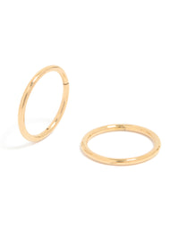 Gold plated titanium 10MM thick sleeper hoop earrings front view - link has visual effect only
