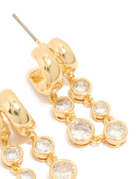 Gold Plated  Cubic Zirconia Bezel Double Hoop Drop Earrings - link has visual effect only