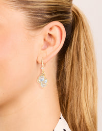 Gold Plated Cubic Zirconia Cluster Drop Hook Earrings - link has visual effect only
