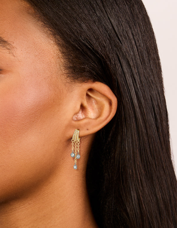 Mixed Metal Plated Cubic Zirconia Illusion Hoop Chain Drop Earrings