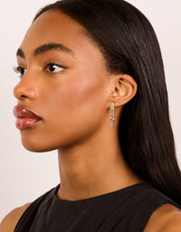 Mixed Metal Plated Cubic Zirconia Illusion Hoop Chain Drop Earrings - link has visual effect only