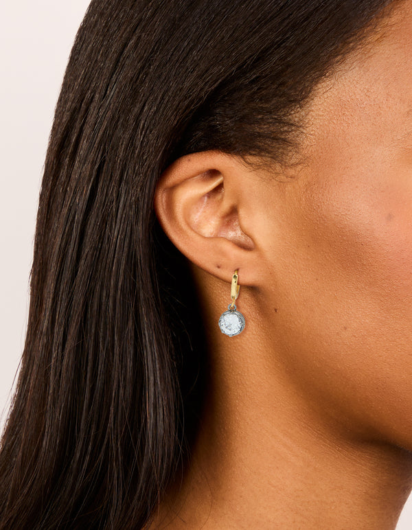 Mixed Metal Plated Cubic Zirconia Huggie Drop Earrings