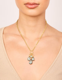 Mixed Metal Plated Diamante Cluster Drop Necklace - link has visual effect only