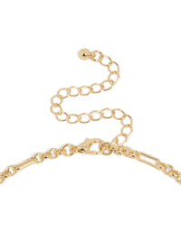 Showcasing mixed metal plated diamante cluster drop necklace with charm balls, cubic zirconia, and statement gold design clasp detail view - link has visual effect only