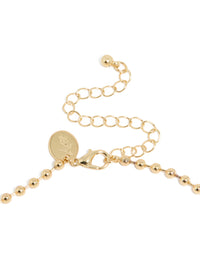 Beautiful mixed metal plated cubic zirconia pendant and ball chain necklace featuring gold with crystal clasp detail view - link has visual effect only