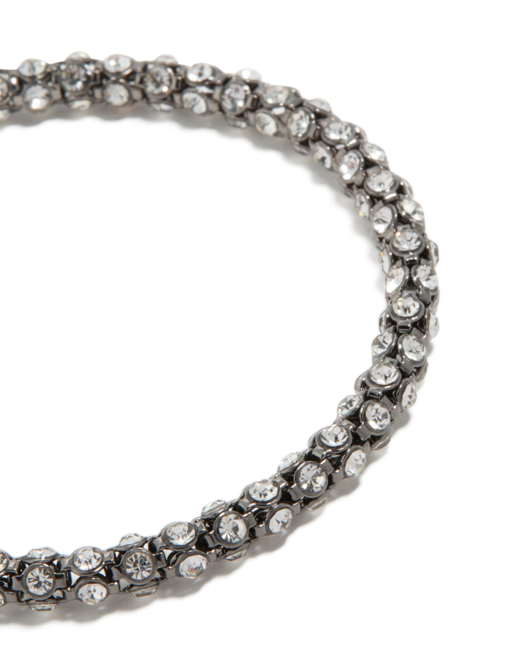 Stunning mixed metal plated diamante fireball chain bracelet with cubic zirconia in silver and gold close up view