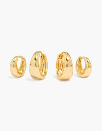 Gold Plated Small & Medium Oval Huggie Earrings 2-Pack - link has visual effect only