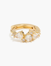 Gold Plated Cubic Zirconia Huggie & Stud Earrings 2-Pack - link has visual effect only