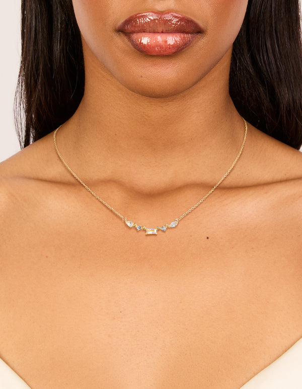 Gold Plated Mixed Shaped Cubic Zirconia Necklace