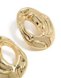 Designed with open organic circle stud earrings in gold plated finish post detail view - link has visual effect only