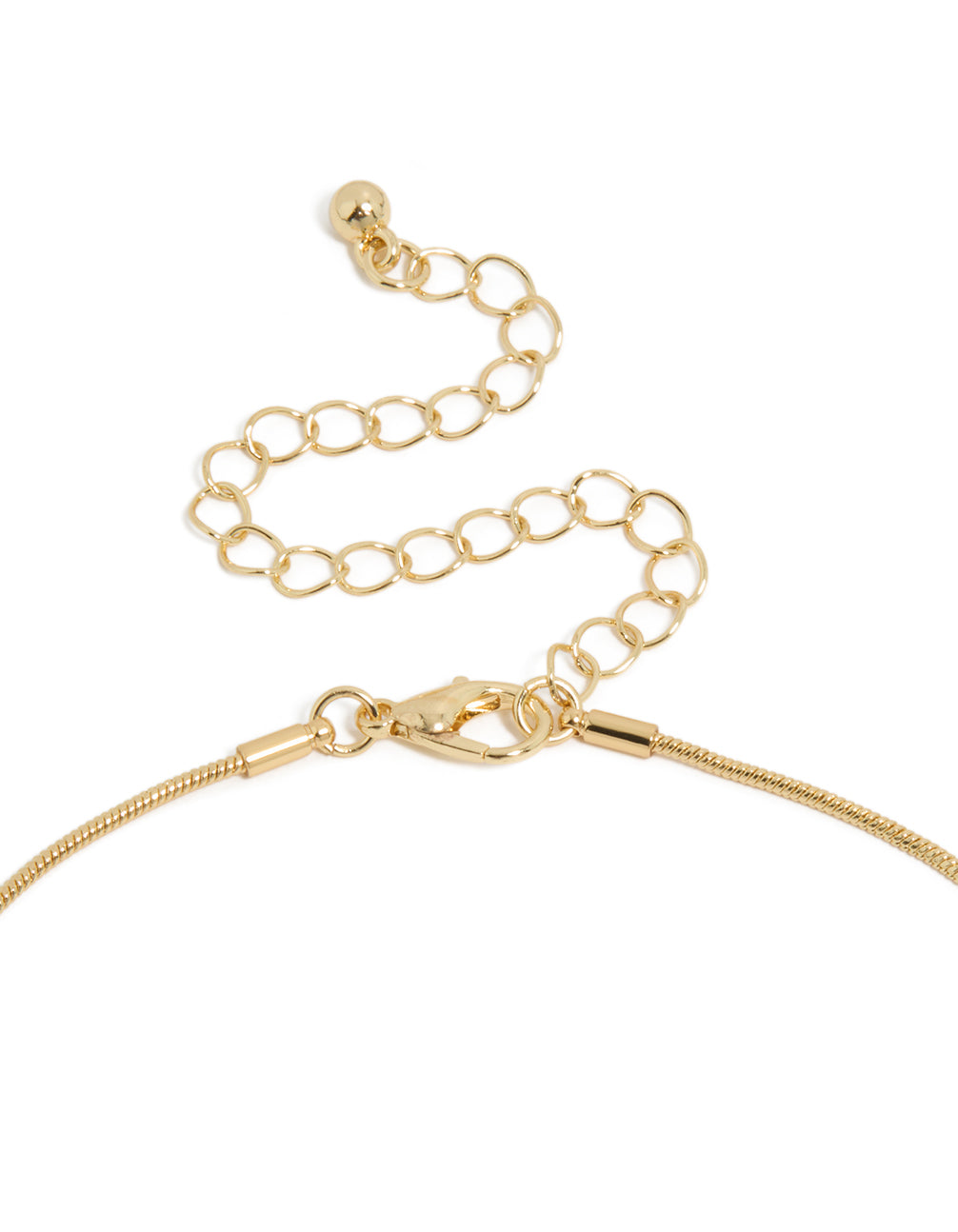 Crafted from gold plated material organic circle pendant necklace clasp detail view