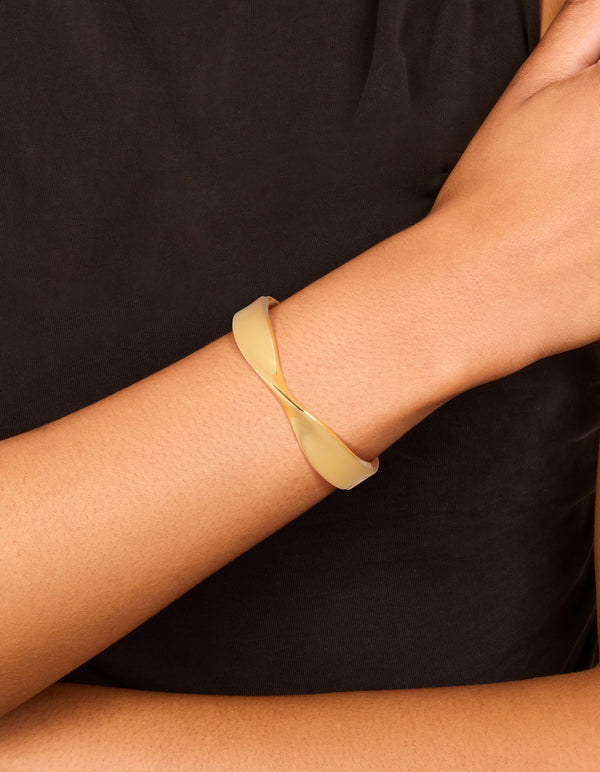 Gold Plated Twisted Thick Bangle
