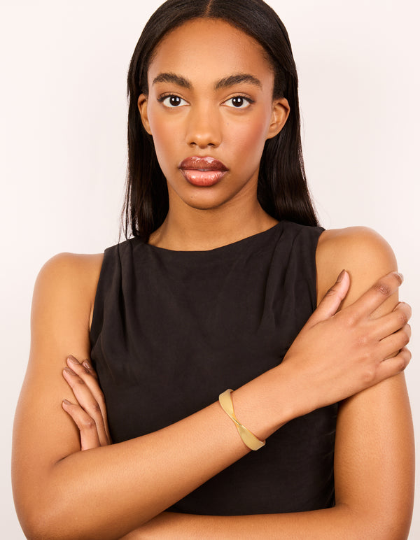 Gold Plated Twisted Thick Bangle