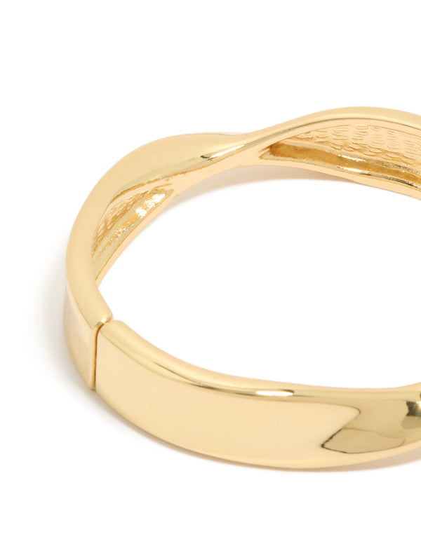 Gold Plated Twisted Thick Bangle