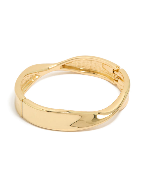 Gold Plated Twisted Thick Bangle