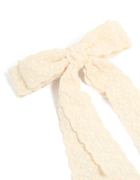 Cream Lace Fabric Flower Bow Clip - link has visual effect only
