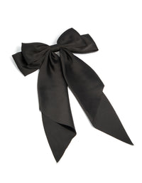 Crafted with a bow design in solid black this hair clip front view - link has visual effect only