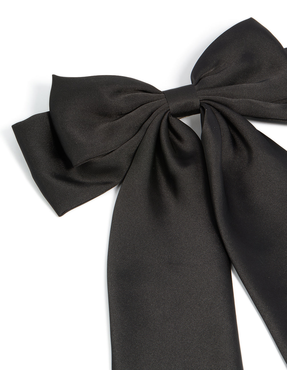 Featuring a bow design in solid black this hair clip side view
