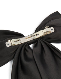 Designed with a bow in solid black and silver closure this hair clip detail view - link has visual effect only