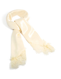 Cream Satin Lace Edge Long Scarf - link has visual effect only