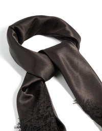 Black Fabric Lace Edged Long Scarf - link has visual effect only
