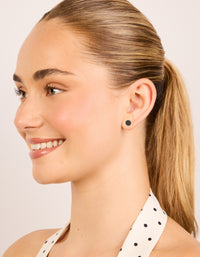 Waterproof Black Coated Metal  Stainless Steel Disc Stud Earrings 6 MM - link has visual effect only