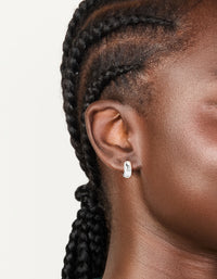 Waterproof Silver Plated Stainless Steel Rectangle Huggie Earrings - link has visual effect only