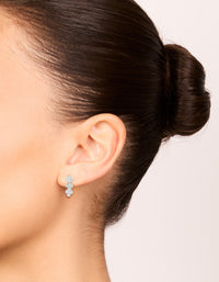 Waterproof Stainless Steel Cubic Zirconia Triple Flower Huggie Earrings - link has visual effect only