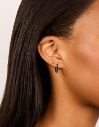 Waterproof Black Coated Metal Stainless Steel Clicker Earrings 14 MM - link has visual effect only
