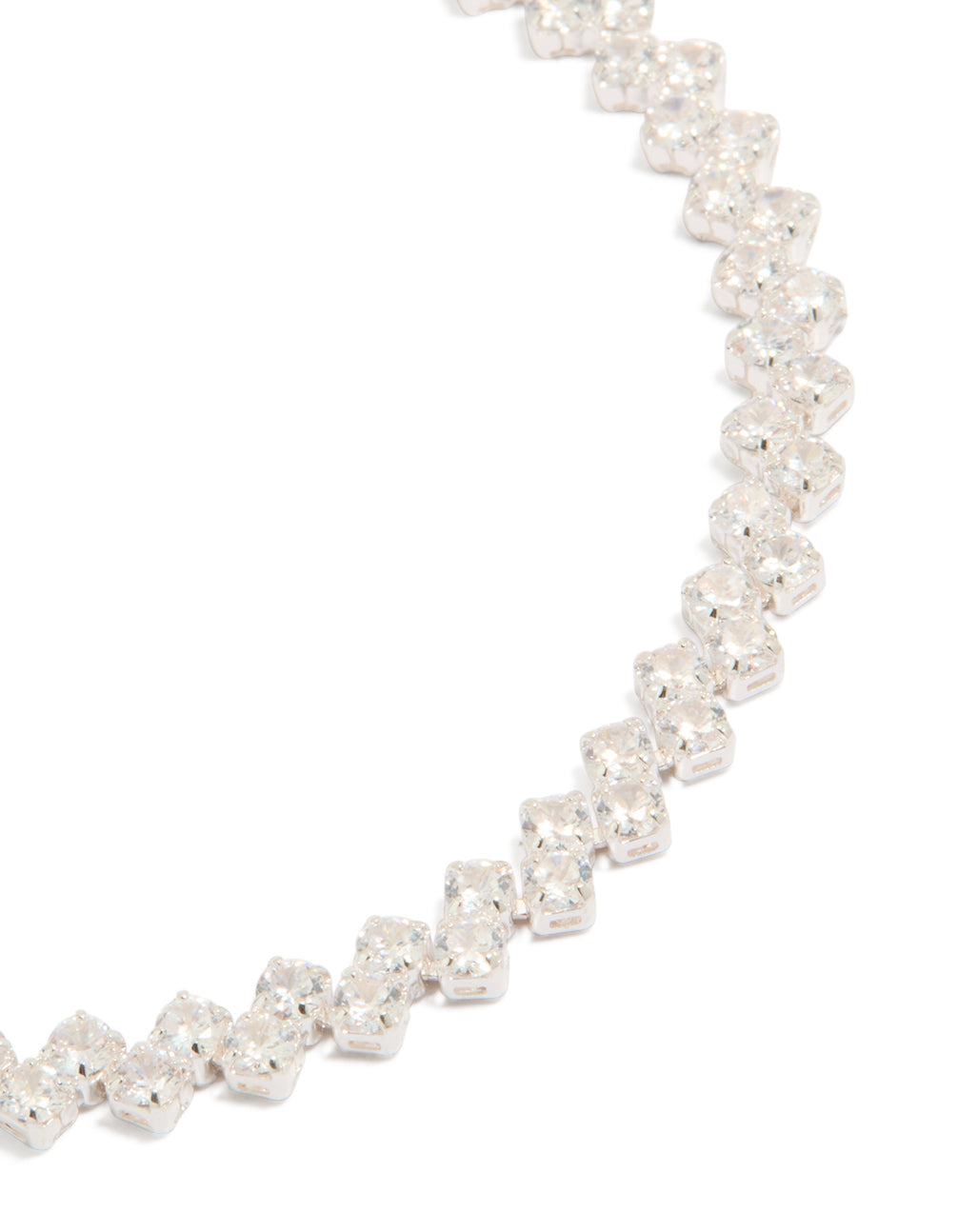 Silver Plated Cubic Zirconia Zig Zag Tennis Bracelet