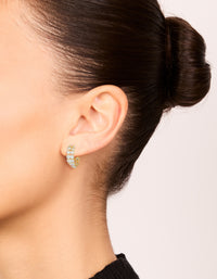 Gold Plated Cubic Zirconia Double Layered Small Hoop Earrings - link has visual effect only