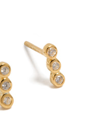Gold Plated Sterling Silver Cubic Zirconia Bezel Trio Drop Stud Earrings - link has visual effect only