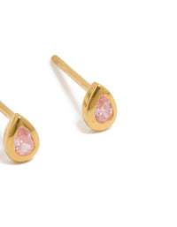Gold Plated Sterling Silver Cubic Zirconia Teardrop Stud Earrings - link has visual effect only
