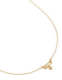 Gold Plated Sterling Silver Cubic Zirconia Safety Pin Necklace - link has visual effect only