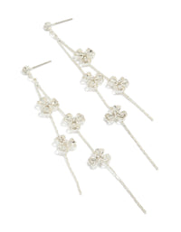 Silver Thin Flower Drop Earrings - link has visual effect only