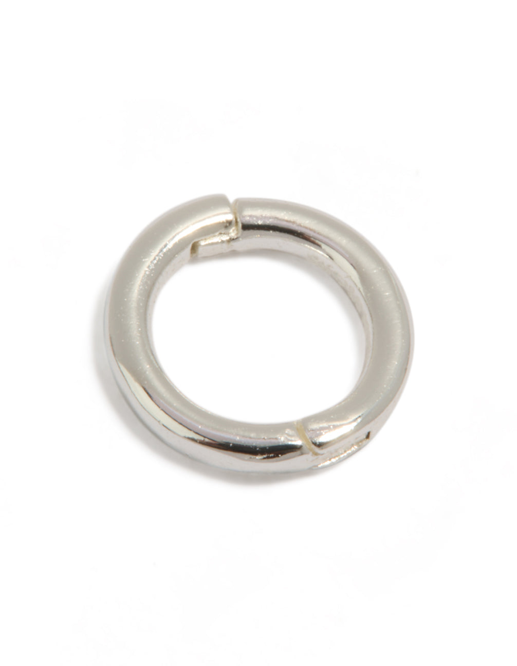 Crafted from sterling silver clicker ring in a polished finish front view