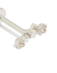 Designed with sterling silver crawler bar stud featuring cubic zirconia in a flat back closure close up view - link has visual effect only