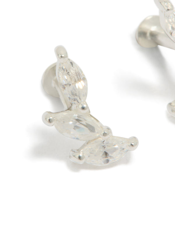 Sterling Silver Fabric Crawler Flat Back Studs