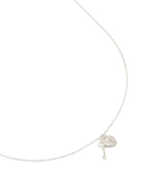 Sterling Silver Heart & Key Pendant Necklace - link has visual effect only