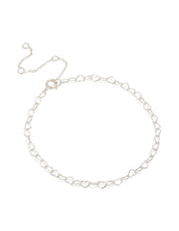 Sterling Silver Heart Link Bracelet - link has visual effect only