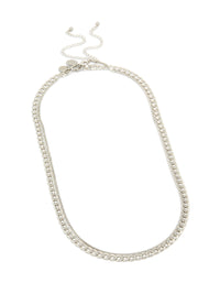 Featuring a mens waterproof stainless steel box and cuban chain necklace 2 pack in silver front view - link has visual effect only