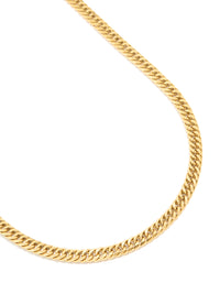 Discover a waterproof mens smooth cuban link necklace crafted from gold plated stainless steel close up view - link has visual effect only