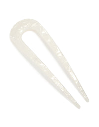 Showcasing a ivory acrylic large hair pin in front view - link has visual effect only