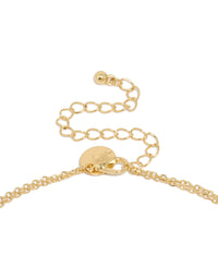 Presenting a mixed metal teardrop diamante drop Y-necklace in plated finish with statement styling clasp detail view - link has visual effect only