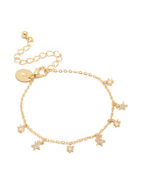 Gold Plated Cubic Zirconia Star Charms Bracelet - link has visual effect only
