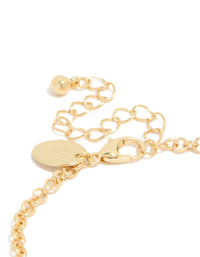 Gold Plated Cognac Bead & Clear Cubic Zirconia Tennis Bracelet - link has visual effect only