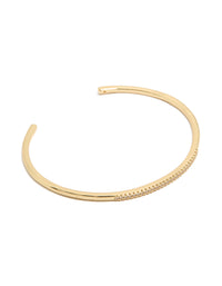 Gold Plated Cubic Zirconia Thin Wrist Cuff - link has visual effect only