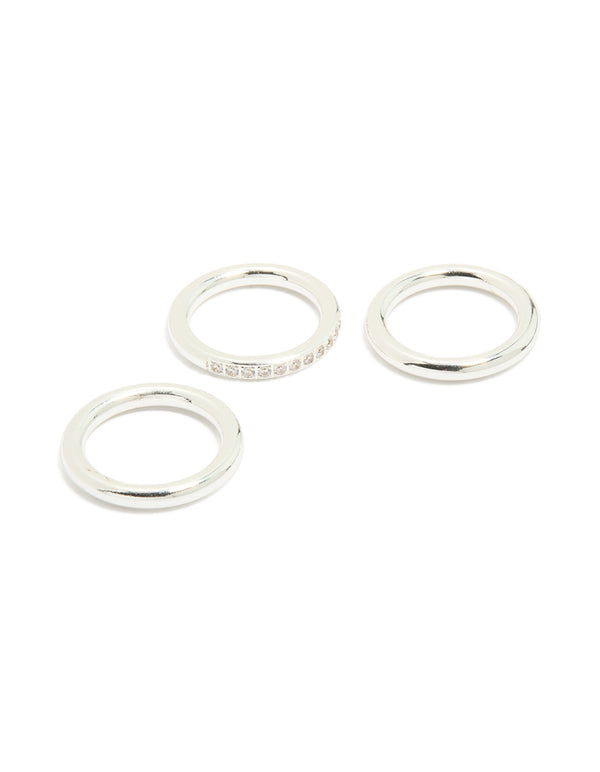 Waterproof Stainless Steel Band Stacking Rings 3-Pack